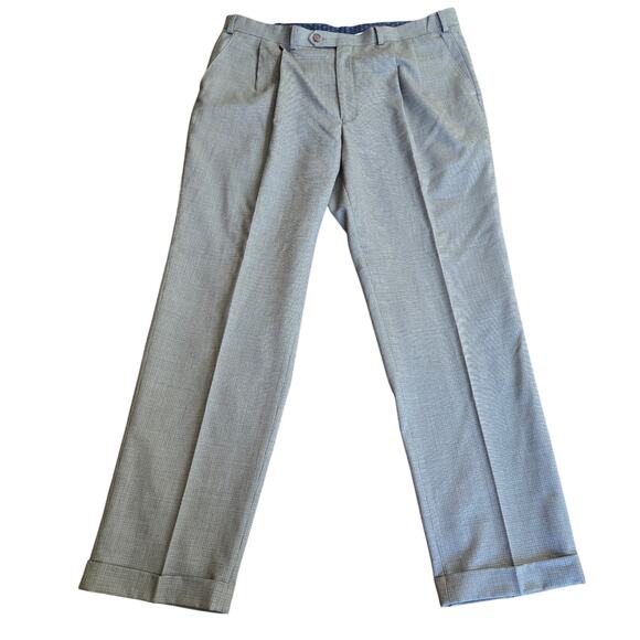 Ralph Lauren Men Vintage Classic Houndstooth Pleated 100% Wool Dress Pants 38x32 - Picture 1 of 11